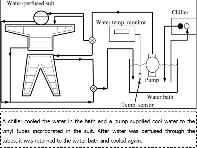  Diagram of the cooling system for the water-perfused suit.
